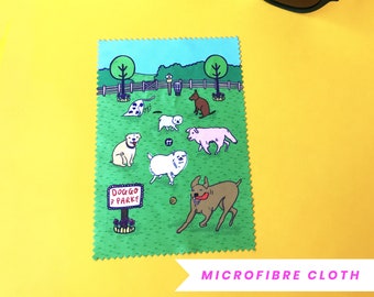 Microfibre Cloth - Dog Park | Glasses Cleaning Cloth | Eye Glasses Cleaning Cloth | Glasses Cleaner | Gift For A Dog Lover