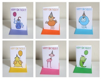 Pack of six greeting cards - Birthday Aliens