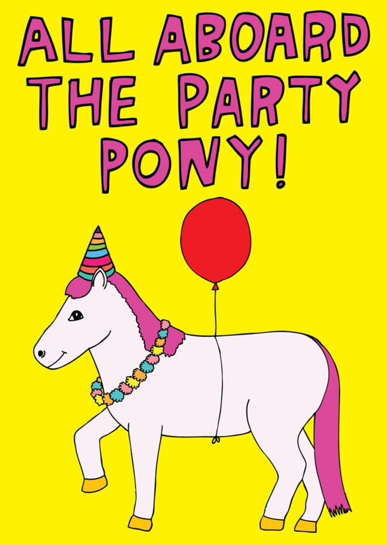 Birthday Card All Aboard The Party Pony image 3