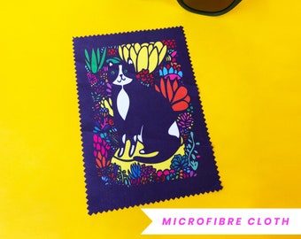 Microfibre Cloth Cactus Cat | Glasses Cleaning Cloth | Eye Glasses Cleaning Cloth | Glasses Cleaner | Gift For Cat Person