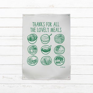 Tea Towel - Thanks For All The Lovely Meals | Linen Kitchen Towel | Dish Towel | Designer Tea Towel | Gift For Chef | Food Lover Gift