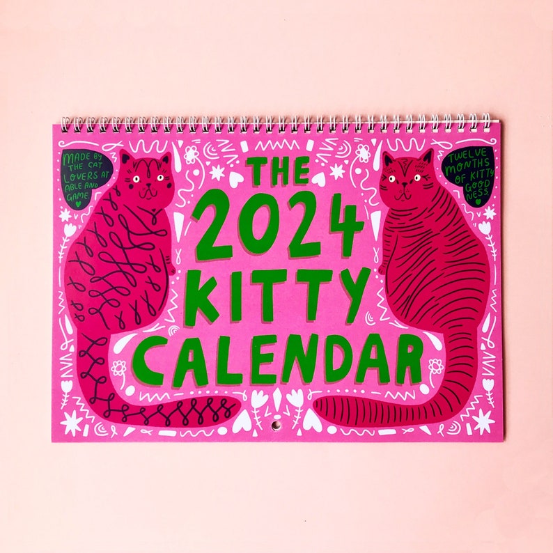 2024 Kitty Calendar 2024 Wall Calendar Cat Calendar 2024 Wall Planner image 1