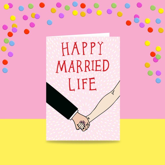 Greeting Card Happy Married Life Marriage Card Wedding Etsy