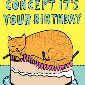 Birthday Card Cat Has No Concept It's Your Birthday Card For A Cat Lover Cat Greeting Card Cat Birthday Card image 2