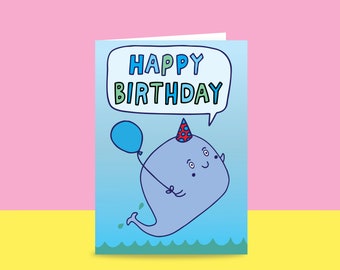 Children's Birthday Card - Happy Birthday Whale | Cute Birthday Card For Kids | Children's Birthday Card