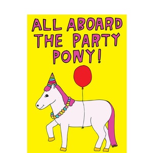 Birthday Card All Aboard The Party Pony image 2