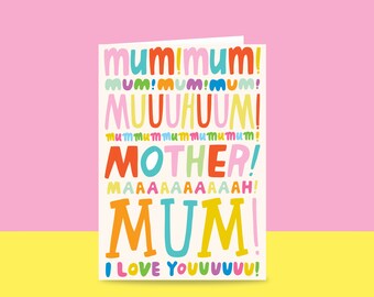 Greeting Card - Mum! Mum! Mum! | Mother's Day Card | Card For Mum | Card From Toddler | Card From Little Kid