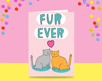 Greeting Card - Fur Ever | Wedding Card | Wedding Card For Cat Lovers