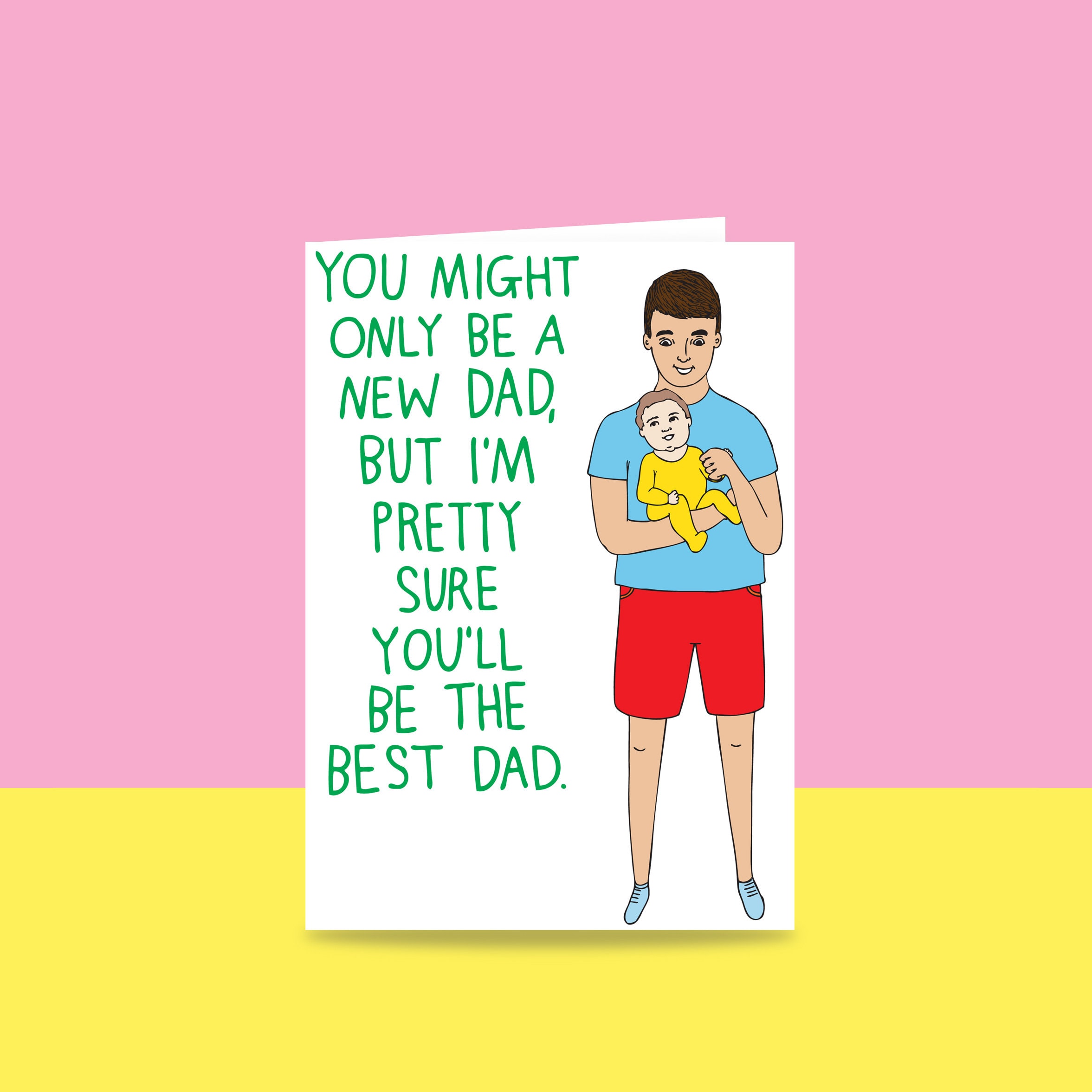 Fathers Day Cards Fathers Day Card Dad Best Fathers Day Card Best Dad Fathers Day Cards for this Fathers Day -Funny humour Design Large Card with Envelope