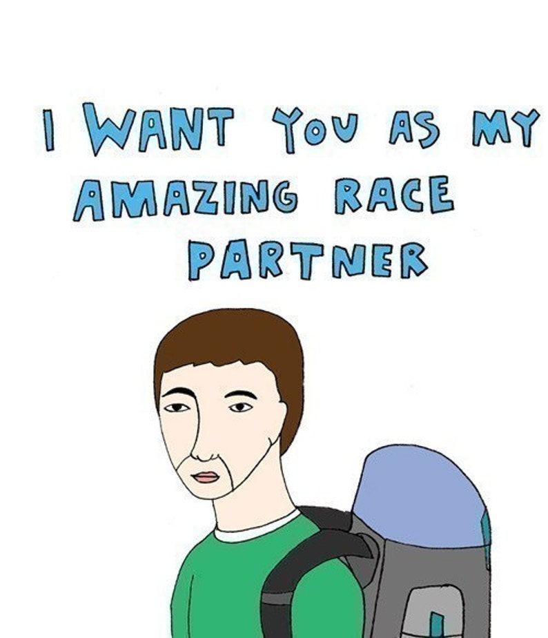 Geeky Card I want you as my Amazing Race partner boy version image 1