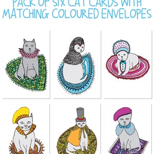 Pack of six greeting cards Fashion Cats image 2