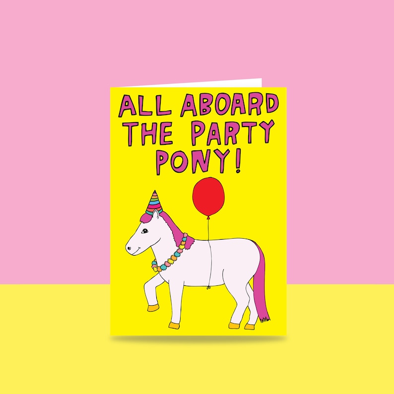 Birthday Card All Aboard The Party Pony image 1