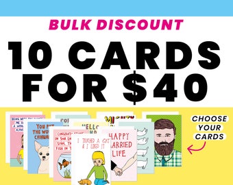 Bulk Card Discount - 10 cards for 40 bucks | Greeting Cards | Funny Greeting Cards | Cat Cards | Birthday Cards