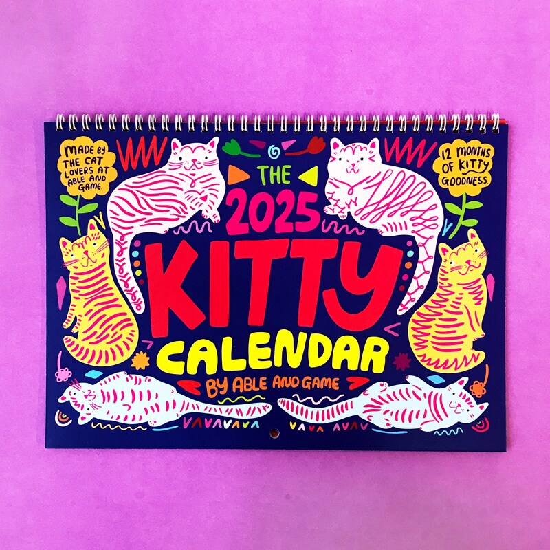 Cat 2025 Wall Calendar Etsy