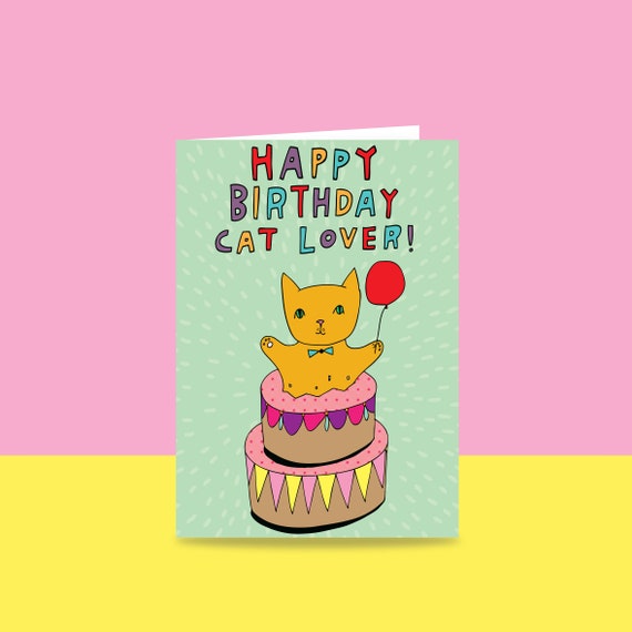 Carte Danniversaire Joyeux Anniversaire Amoureux Des Chats Etsy