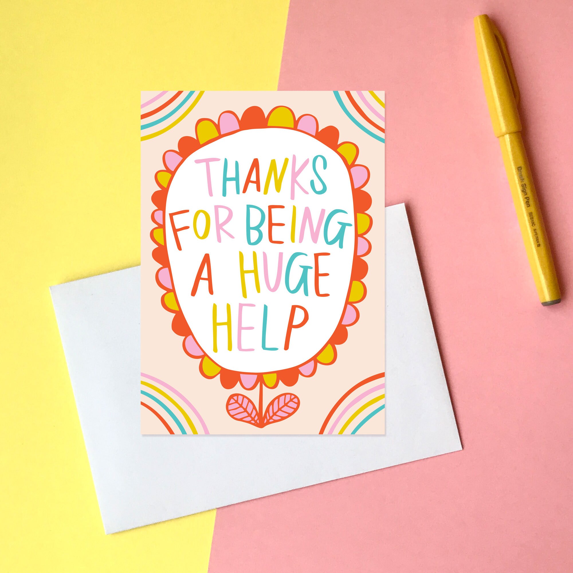 Thank You Card - Thanks for Being A Huge Help - Etsy