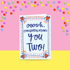 Greeting Card - Ooooh, Congratulations You Two! | Wedding Card | Handlettered Wedding Card |