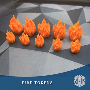 Fire Tokens for DND, Spell Markers, Tabletop RPGs, 28mm Miniature Wargaming Terrain, Flame Effects for Dungeons and Dragons, Wargame Scenery