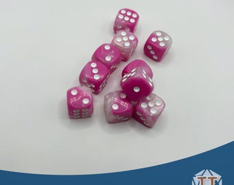 Dados ALIEN CHITIN, dado de seis caras de mármol rosa y blanco, D6 de 12 mm, juego de 10, juegos de guerra, cultos de la colmena, juegos de guerra, juegos de dados, juegos de mesa, regalo de DnD