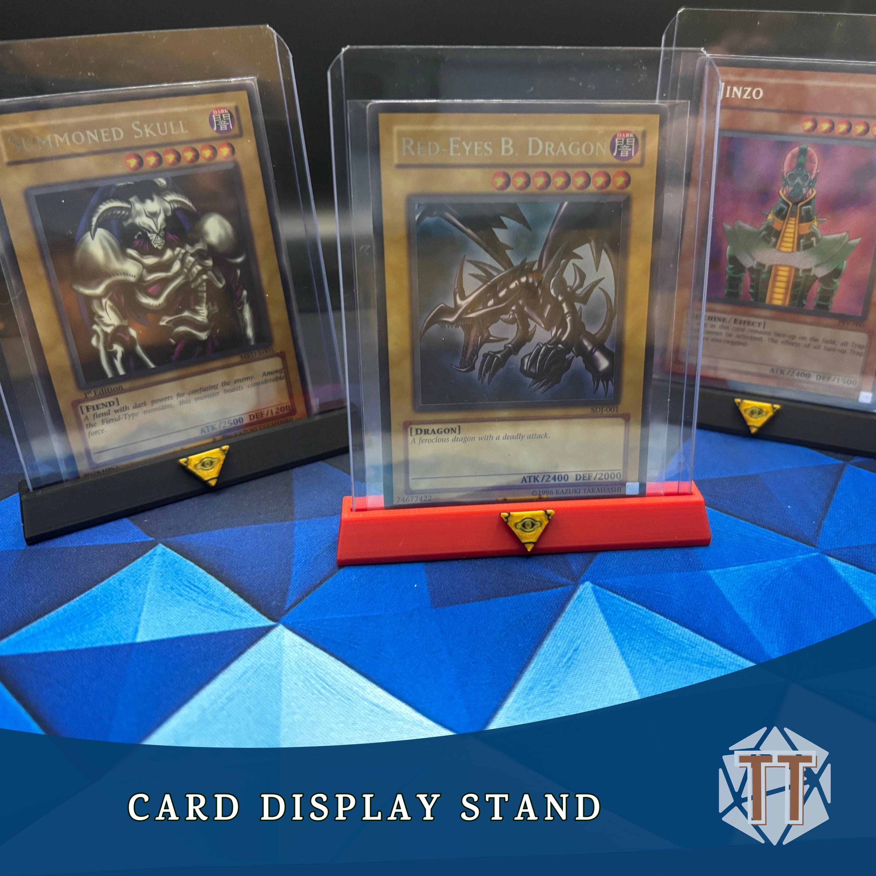 YUGIOH Trading Card Display Stand | TCG Acrylic Top Loader Holder with Icon  | Fits Sleeved Cards for Pokemon TCG, Magic, Lorcana