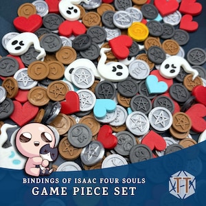 Complete Set for The Binding of Isaac Four Souls, Soul Tokens, Life Heart Containers, Coin Counters, Game Peices for 4 Souls Board Game