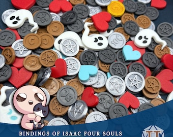 Juego completo para The Binding of Isaac Four Souls, fichas de almas, contenedores de corazones de vida, contadores de monedas, piezas de juego para el juego de mesa 4 Souls