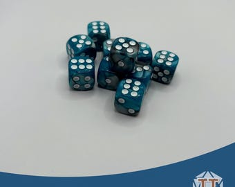 Dados de mago DnD, dado de seis caras de mármol azul y gris, D6 opaco de 12 mm, juego de 10, juegos de guerra, juegos de dados, regalo para juegos de rol de mesa