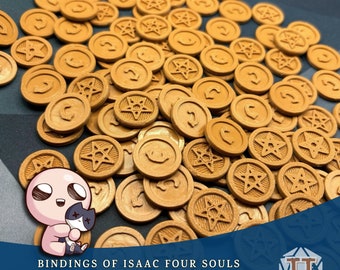 Monedas para The Binding of Isaac Four Souls, contadores de dinero personalizados de 1c, 5c y 10c, moneda de juego de mesa, fichas de cobre, níquel y diez centavos.