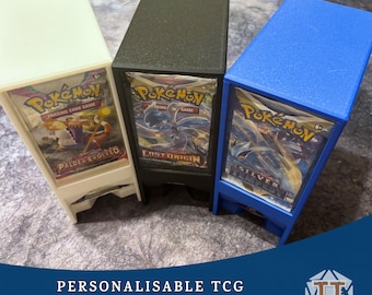 Dispensador de sobres personalizado, APILABLE, Estuche protector para cartas coleccionables, Regalo para Pokémon TCG, Magic, Lorcana y Yu-Gi-Oh!
