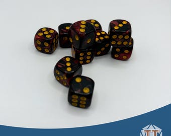 Dados Furia del Templario, dado de seis caras de mármol negro y rojo, D6 opaco de 12 mm, juego de 10, Wargames, juego de rol de mesa, AoS, DnD