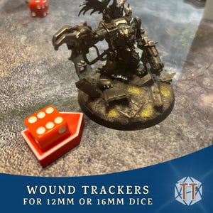 Wound Marker Dice Holder Set, 12mm 16mm Dice Counter, 5 Single 5 Double Tray, Custom Colour Trim, Tabletop Wargame Accessory
