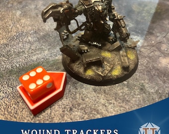 Wound Marker Dice Holder Set, 12mm 16mm Dice Counter, 5 Single 5 Double Tray, Custom Colour Trim, Tabletop Wargame Accessory