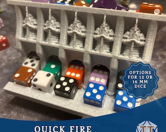 DISPENSADOR DE DADOS, Portadados D6 Decorado para Juegos de Mesa, Almacenamiento de Dados de 12 mm y 16 mm, Accesorio para Juegos de Rol de Escaramuza, Organizador de Dados, Regalo para Juegos