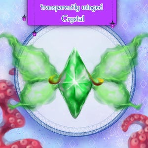 transparent winged Crystal PNG Streaming Asset for Twitch, Youtube, Discord magic gem art as Emote, Sub Badge, Channel Point crystal clipart