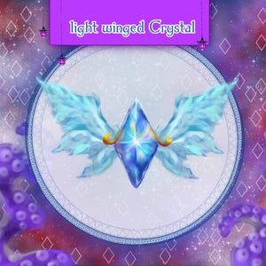 Crystal wings PNG Emote gem Channelpoint Twitch Subscriber Badge for Streaming Youtube. Twitch, Discord Brooch Sticker magic emoji Fantasy