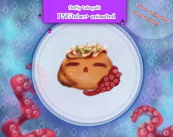pngtuber animated takoyaki for veadotube gifTuber for streaming avatar food animated talking snack companion for twitch, youtube, discord