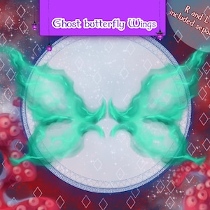Transparent wings Sub Badge, Channel Point, Emote ghost wings Streaming avatar Asset for Youtube, Twitch, Discord butterfly fairy wings PNG