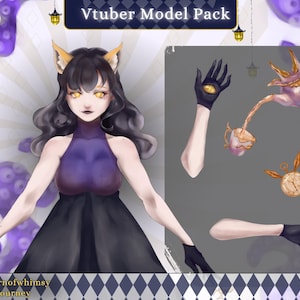 Premade Vtube Studio Pack, Rigged Cat Lady Model with Animated Items, Ready to Use for Streaming & Indie Creators