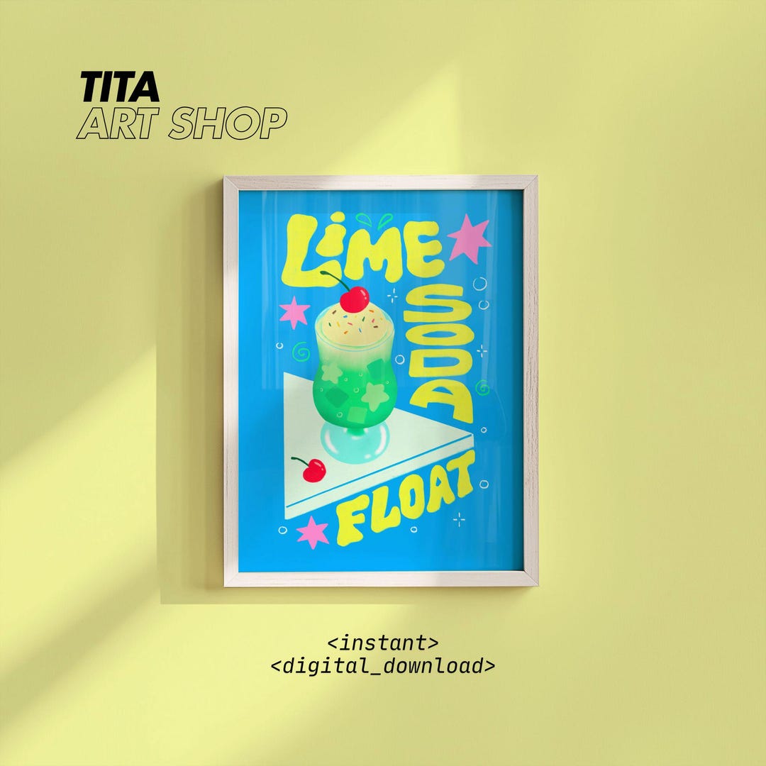 Lime Green Soda Float Wall Art Printable: Summer Drink Cream Soda Float ...
