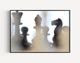 Photography Download, Chess Photo, Chess Art, Games Room, Chess Pieces, Knight, Playroom Decor, Office Decor, Office Wall Art, Man Cave