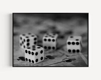 Photography Download, Man Cave Wall Art, Instant Art, Digital Download, Dice Pics, Man Cave, Games Room, Black and White, Photography