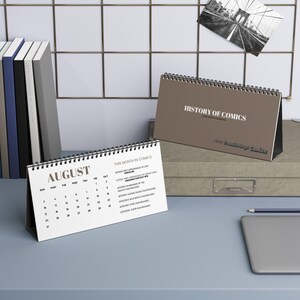 2025 History Of Comics Office Desktop Calendar -First Appearances, Film Dates