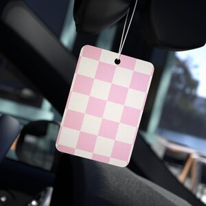 Car Air Freshener - Trendy Spring Checkerboard Girly, Cute Car Scent, Floral Car Diffuser, Fashionable Vehicle Deodorizer, Stylish Auto