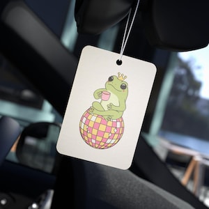 Frog Disco Car Air Freshener, Funky Frog Freshener, Unique Car Decor, Cute Frog Gift, Retro Vibe Air Freshener