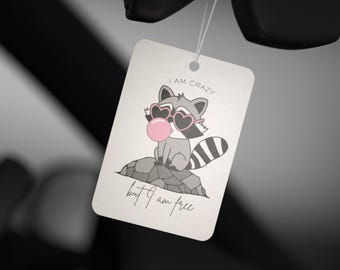 Ambientador para coche con un mapache adorable y divertido, accesorio divertido para el coche, regalo ideal para amantes de los animales, decoración para el coche, ambientador para viajes por carretera.
