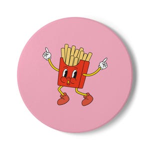Whimsical French Fries Ceramic Coaster, Funny Kitchen Decor, Foodie Gift, Summer Party Favor, Cute Home Accessory