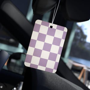 Car Air Freshener - Trendy Spring Checkerboard Girly, Cute Car Scent, Floral Car Diffuser, Fashionable Vehicle Deodorizer, Stylish Auto