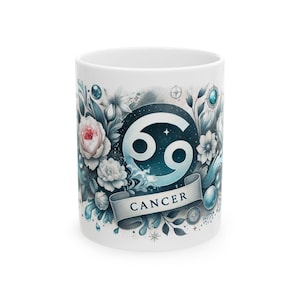 Cancer Astrology Mug, Cancer Zodiac Mug, Horoscope Coffee Cup, Zodiac Tea Mug, Birthday Gift, Ceramic Drinkware, Astrology Gift, Cancer Szn