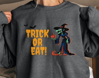 Trick or Eat Funny Halloween Sweatshirt, Halloween Party Outfit, Halloween Gift for Foodies, Spooky Trick or Treat Shirt, Halloween