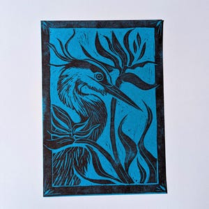 Linogravure Héron